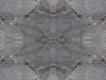 Kamenné desky kvarcitu Quartzite Celeste v šedé barvě složené technikou bookmatch Kamenné desky kvarcitu Quartzite Celeste v šedé barvě složené technikou bookmatch