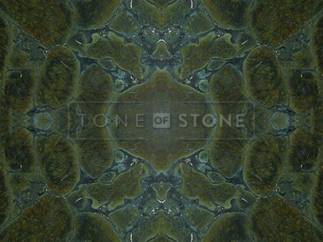 Žulová deska přírodního kamene Vitoria Regia v zelené barvě složená technikou bookmatch Žulová deska přírodního kamene Vitoria Regia v zelené barvě složená technikou bookmatch