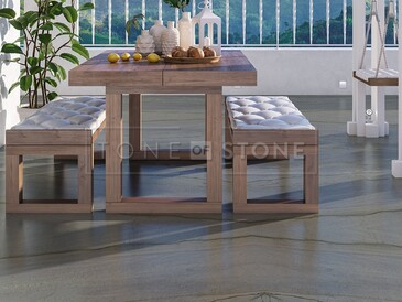 Dlažba z velkoformátové přírodní desky - kvarcit MERIDIAN BLUE. 