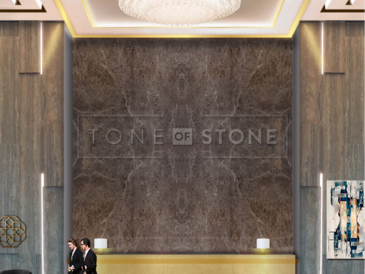 Mramorový obklad stěny Emperador Brown v hnědém odstínu