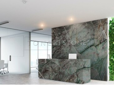 Velkoformátová deska z přírodního kamene - kvarcit VESUVIO - vizualizace. Zakázkové kamenictví TONE OF STONE