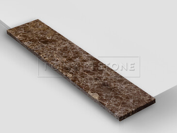 Mramor EMPERADOR BROWN LESK - exkluzivní přírodní kámen s dominantním hnědým zbarvením a nepravidelnou kresbou. Mramor je vhodný pro výrobu vnitřních i venkovních parapetů.    