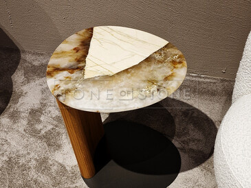 Malý příruční stolek z přírodního kamene Patagonia. Zakázkové kamenictví TONE OF STONE.