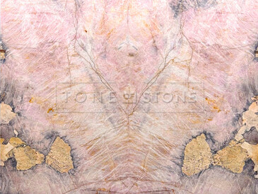 Růžový přírodní kámen Patagonia Pink složený pomocí techniky bookmatch do složeného obrazce