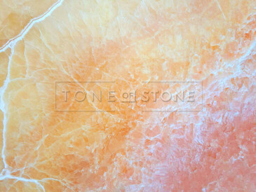 Typické oranžovo růžové zbarvení přírodního kamene Onice Gioiello Typické oranžovo růžové zbarvení přírodního kamene Onice Gioiello