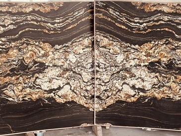 Bookmatch přírodního kamene Black Fusion. Zakázkové kamenictví TONE OF STONE.