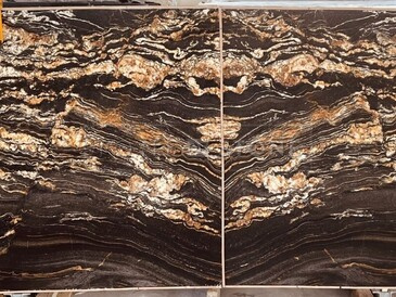 Bookmatch přírodního kamene Black Fusion. Zakázkové kamenictví TONE OF STONE.