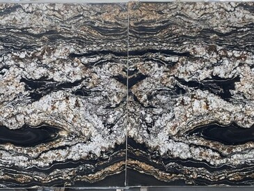 Bookmatch přírodního kamene Black Fusion. Zakázkové kamenictví TONE OF STONE.