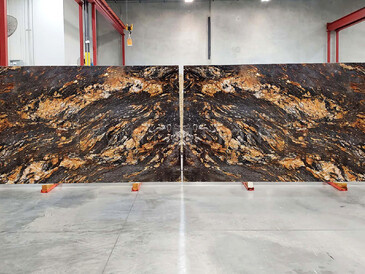 Bookmatch nebo takzvaná skladba do knihy přírodního kamene Magma Gold. Zakázkové kamenictví TONE OF STONE. Bookmatch nebo takzvaná skladba do knihy přírodního kamene Magma Gold. Zakázkové kamenictví TONE OF STONE.