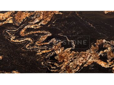 Detail kresby kamene Black Fusion na konferenčním stolku. Zakázkové kamenictví TONE OF STONE.