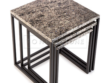 Set konferenčních stolků z přírodního kamene Blue Eyes s černou podnoží