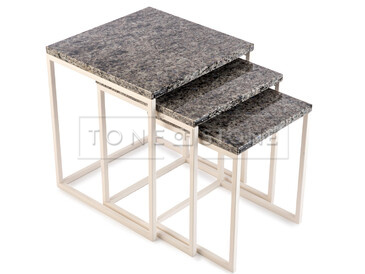 Set konferenčních stolků z přírodního kamene Blue Eyes s bílou podnoží
