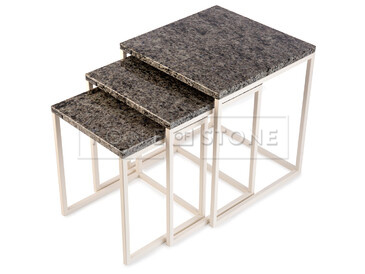 Set konferenčních stolků z přírodního kamene Blue Eyes s bílou podnoží