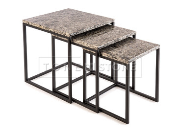 Set konferenčních stolků z přírodního kamene Blue Eyes s černou podnoží