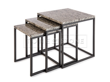 Set konferenčních stolků z přírodního kamene Blue Eyes s černou podnoží