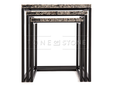 Set konferenčních stolků z přírodního kamene Blue Eyes s černou podnoží