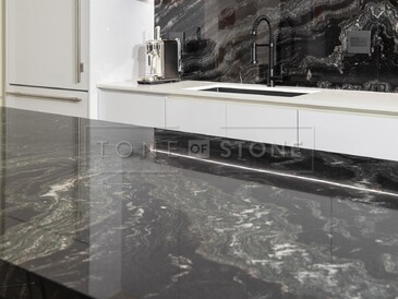 Žulová kuchyňská deska z černé žuly Agata Black - vizualizace Žulová kuchyňská deska z černé žuly Agata Black - vizualizace