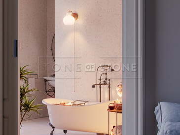 Koupelna s využitím tvrzeného kamene Noble Vintage značky Technistone