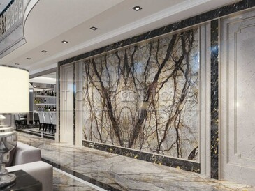 Inspirace - obklad stěny obývacího pokoje luxusním přírodním kamenem Eldorado. Inspirace - obklad stěny obývacího pokoje luxusním přírodním kamenem Eldorado.