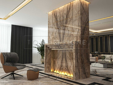 Inspirace - obklad krbu přírodním mramorem Eldorado.