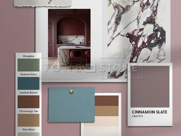 Moodboard - trendy interiérového designu pro rok 2025.