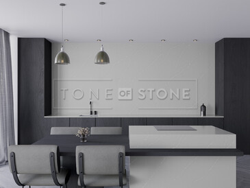 Kuchyňský ostrůvek a obklad stěny kuchyně z umělého kamene Technistone Imagine grey Kuchyňský ostrůvek a obklad stěny kuchyně z umělého kamene Technistone Imagine grey