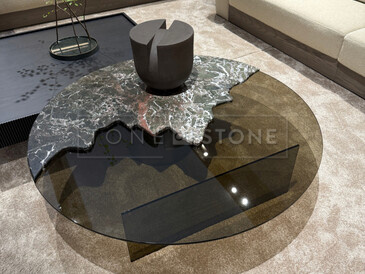 Konferenční stůl s kamennou a skleněnou deskou Konferenční stůl s kamennou a skleněnou deskou