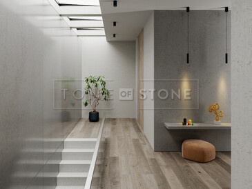 Šedý obklad stěny z umělého kamene Technistone Badal Grey