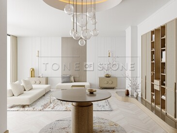 Použití Technistone Duna Beige v obývacím pokoji. Použití Technistone Duna Beige v obývacím pokoji.