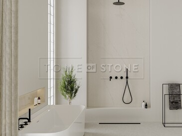 Technistone Mistral White v interiéru. Technistone Mistral White v interiéru.