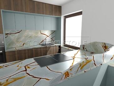 Designový 3D grafický návrh kuchyně s pracovní deskou z přírodního kamene Blue Roma Designový 3D grafický návrh kuchyně s pracovní deskou z přírodního kamene Blue Roma