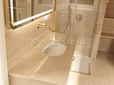 Mramorová deska do koupelny z krémového přírodního kamene Botticino Classico