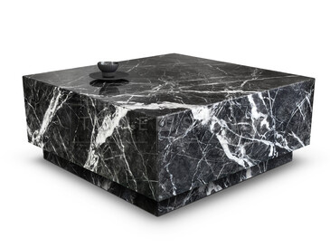 Designový konferenční stolek ve tvaru kvádru, mramor GRIGIO CARNICO, zakázková výroba TONE OF STONE. 