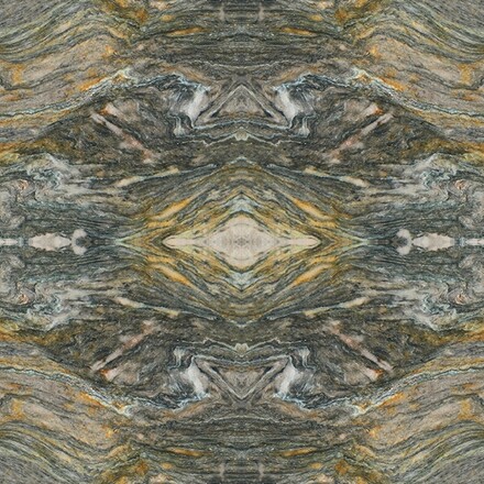 Technika bookmatch umožňuje kvarcitu Santorini d&iacute;ky sv&eacute; v&yacute;razn&eacute; charakteristick&eacute; &scaron;edo modr&eacute; kresbě, vytvořit origin&aacute;ln&iacute; vzory