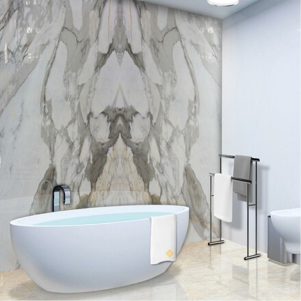 Velkoformátový přírodní kámen - mramor CALACATTA MACCHIA VECCHIA, vizualizace, zakázkové kamenictví TONE OF STONE