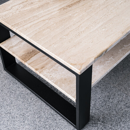 Konferenční stolek s mramorem Daino. Zakázkové kamenictví TONE OF STONE.