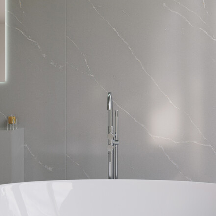 Obložení stěny koupelny umělým kamenem Technistone Imagine Grey