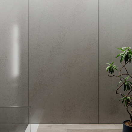 Velkoformátový kamenný obklad stěny z umělého kamene Technistone Badal Grey v šedých odstínech a jemným žilkováním