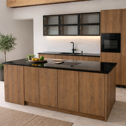 Kamenná kuchyňská deska ze žuly Star Galaxy s kuchyňským ostrůvkem